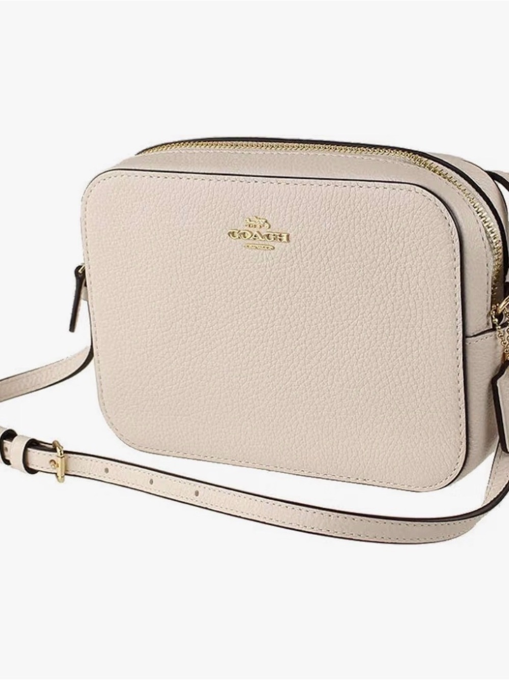 Coach Pebbled Leather Crossbody Bag in Chalk Beige with Gold Hardware